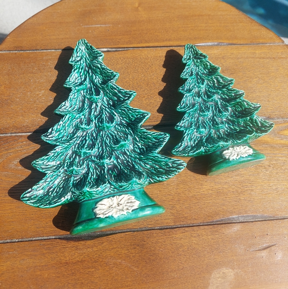 Vintage Nowells Molds Christmas Tree Candy Dishes Trinket Tray Display '81